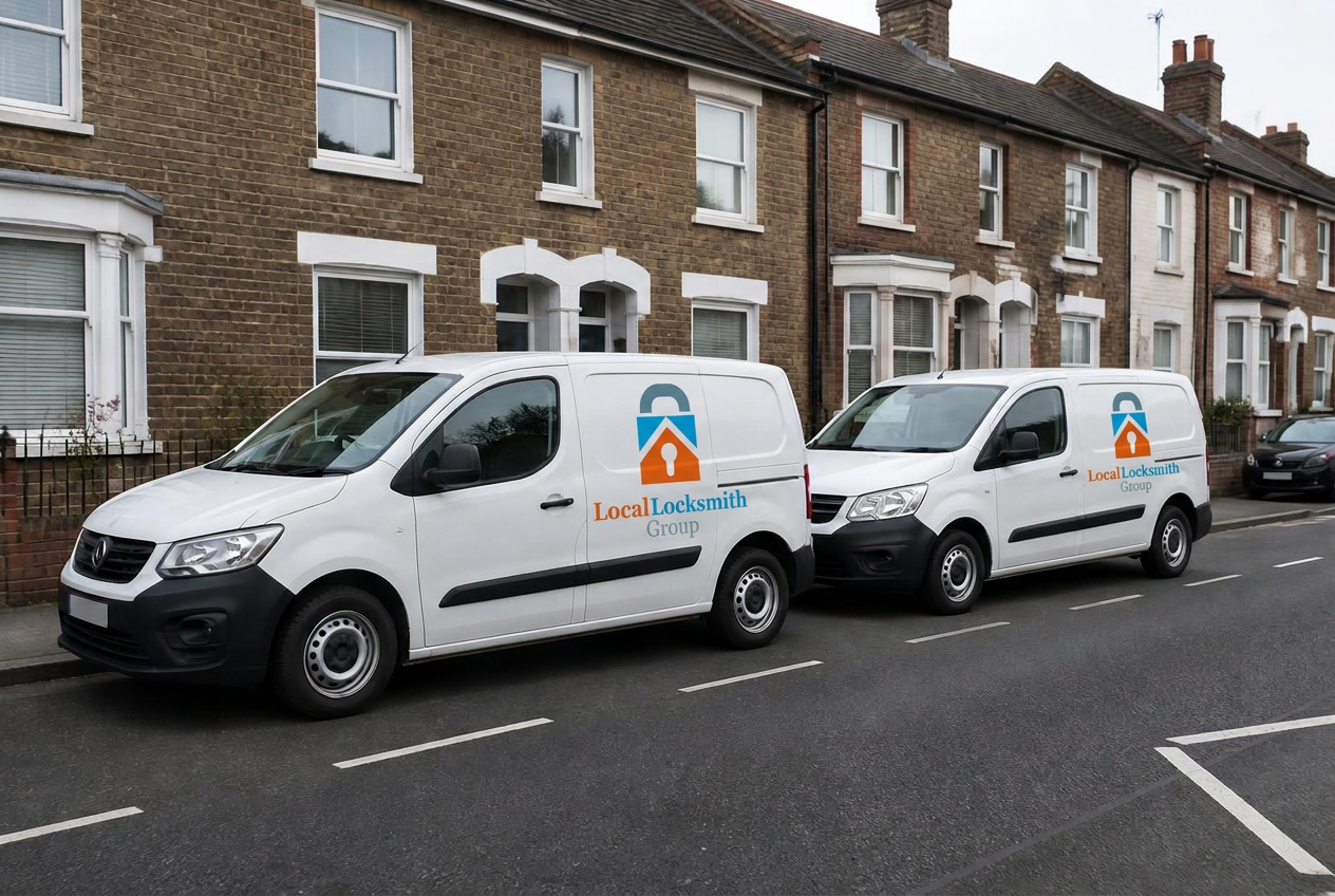 Local Locksmith Group service vans ready to respond in the local area
